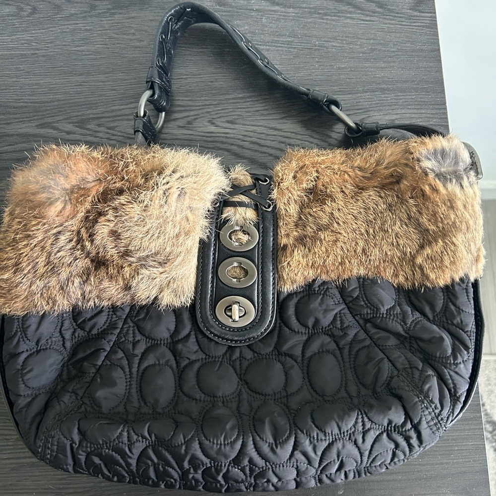 Coach Collectors Edition Hobo Bag Rabbit Fur vintage excellent condition CLEAN